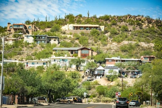 Homes on a hillside in Tucson AZ